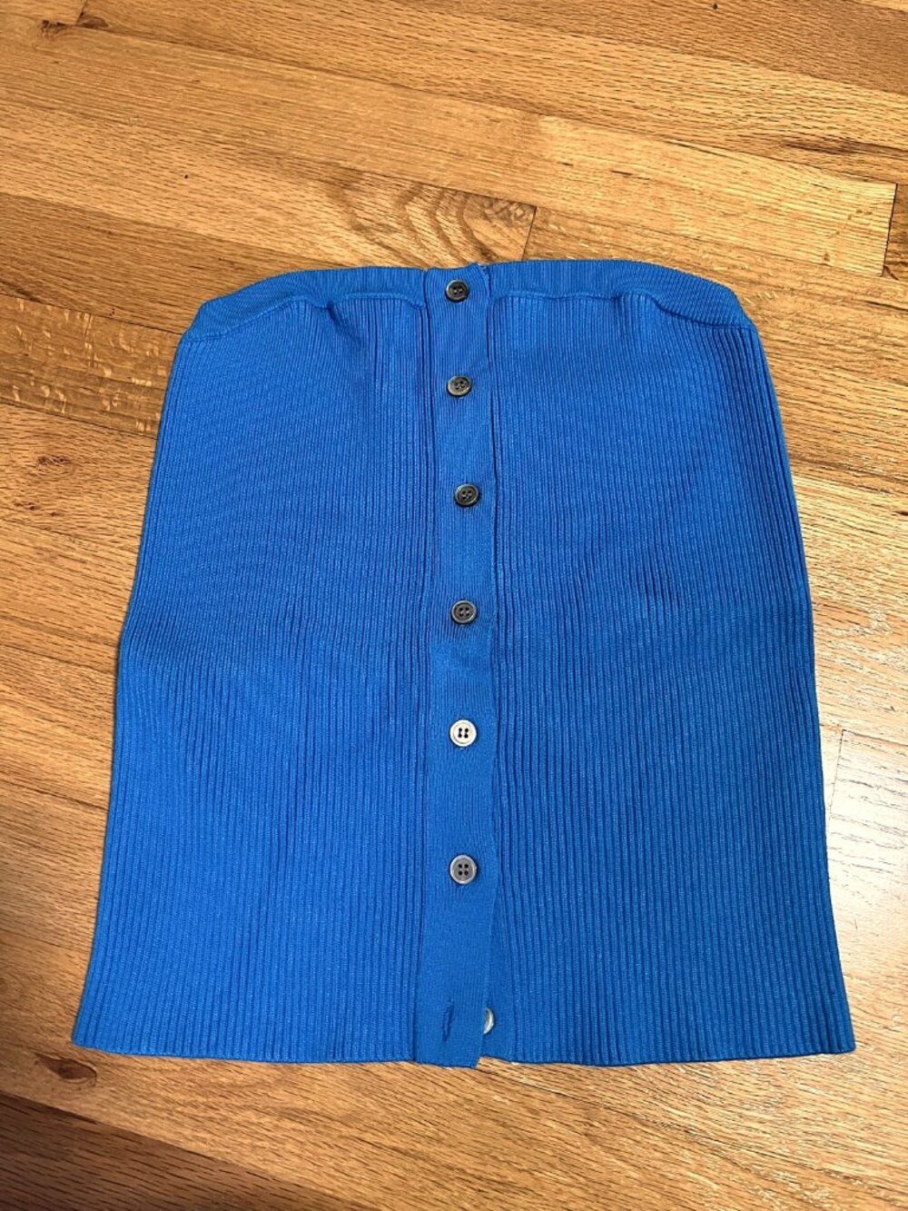United Arrows Blue Ribbed Knit Button Front Cardigan One Size